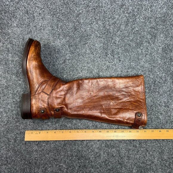Frye Veronica Boots Women's Size 8 Brown Leather Back Zip Harness Buckle Riding - Picture 14 of 16